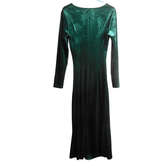 Women’s Zaberry Ruched Velvet Wrapped Long Green Party Dress Sz M Pull On - Picture 6 of 6